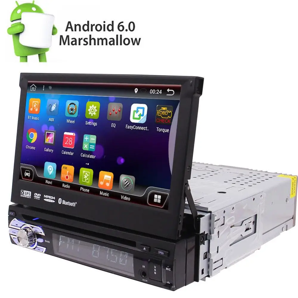Eincar 7 &quotAndroid 6 0 флип выход автомобильный DVD стерео радио один din 1DIN 4 Ядра Блок плеер