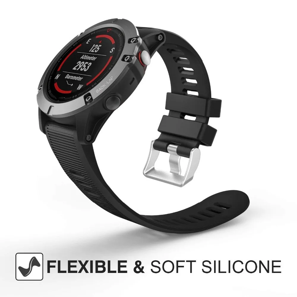Ремешок для смарт-часов Garmin Fenix 5X/Fenix 3 HR сменный мягкий силиконовый