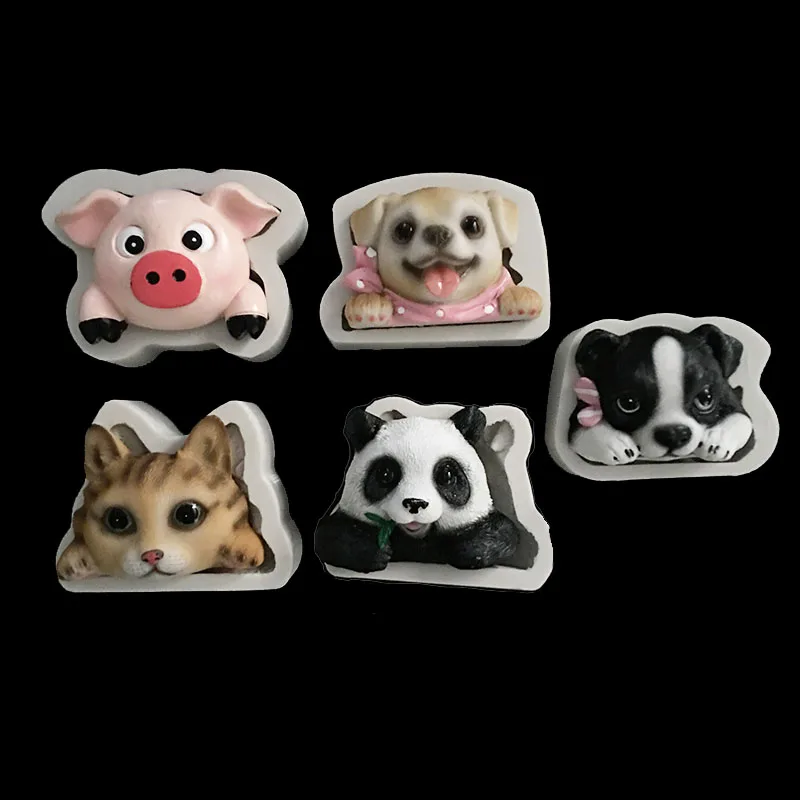 

minsunbak Animal Collection Silicone Mold Pig Cat Dog Panda Shape Cake Decoration Tool Soap Mold Chocolate Baking Tool