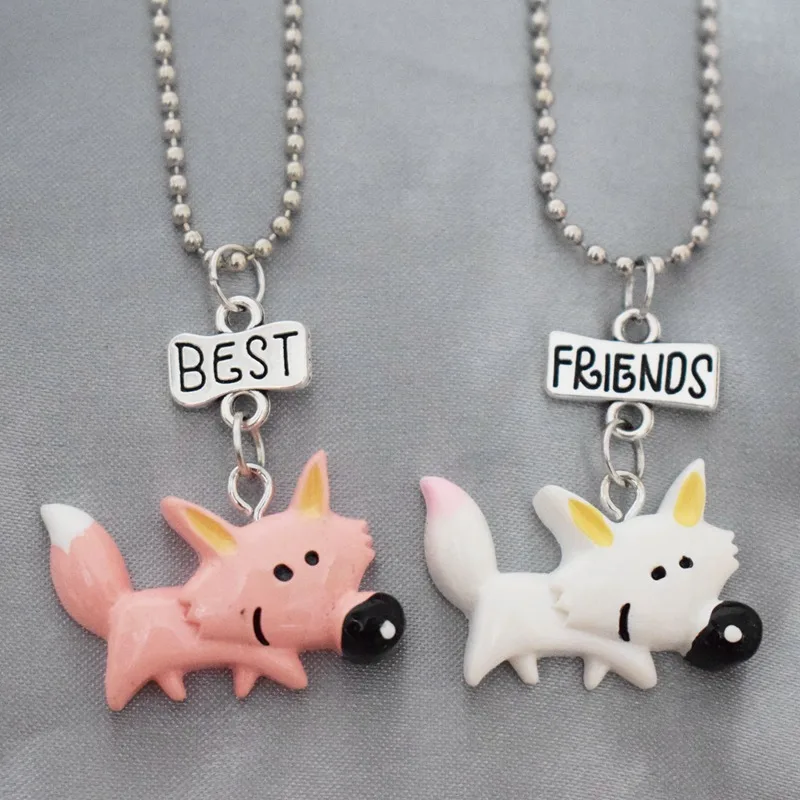 Подвеска лиса из смолы милый умный детский ожерелье Best Friends Forever с изображением
