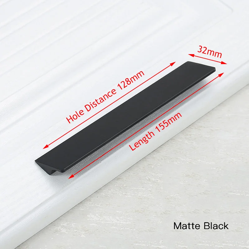 Black 128mm NAIERDI скрытые ручки шкафа алюминиевый сплав кухонный шкаф ручки для выдвижных ящиков дверное оборудование для обработки мебели черное золото - Цвет: Black 128mm