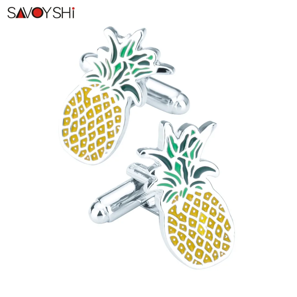 

SAVOYSHI Fashion Shirt Cufflinks for Mens Gift Cuff buttons High Quality Funny Enamel Pineapple Cuff Links Brand Jewelry