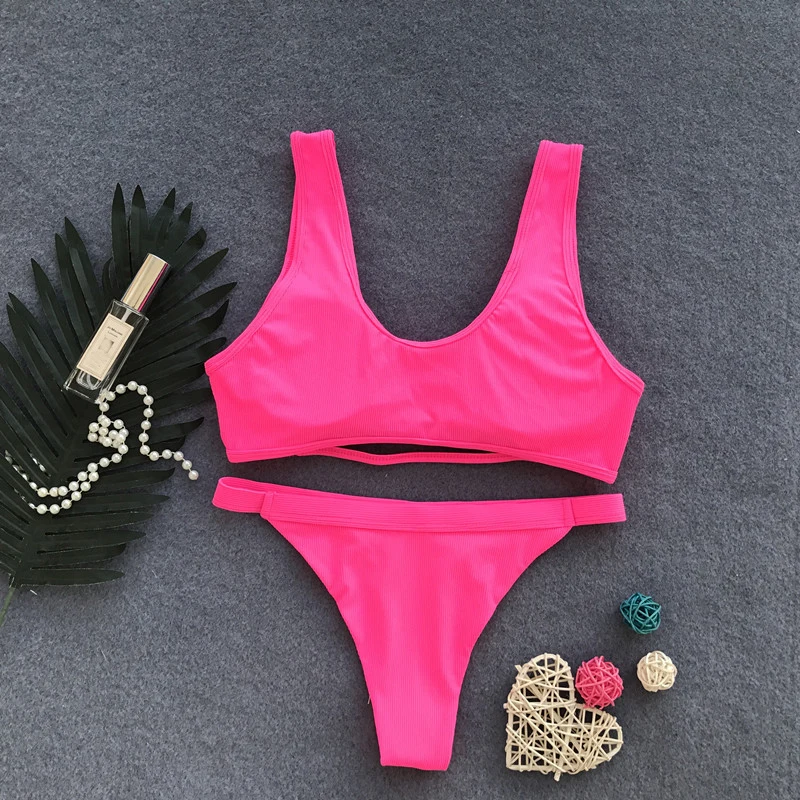 Красный сексуальное бикини 2021 бразильский купальник набор для женщин стринги с