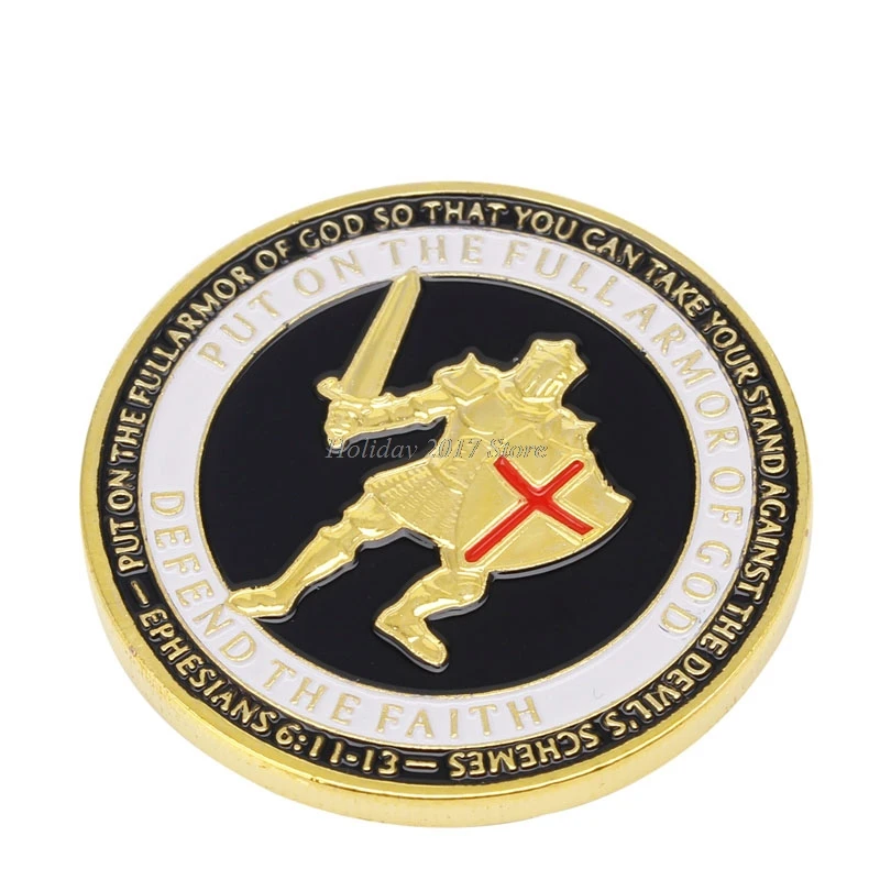 2017 позолоченный Наденьте полную броню Божий шлем нагрудник монета памятная Jun20_25