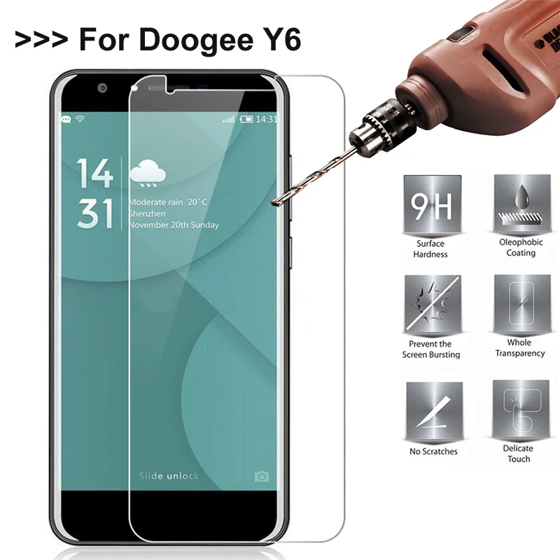 9H 2.5D 0 26 мм Закаленное стекло протектор для Doogee Y6 LED экран закаленное защитное