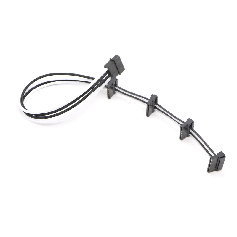 Многоцветная с одним рукавом IDE Molex 4Pin на 4x SATA 15Pin адаптер питания