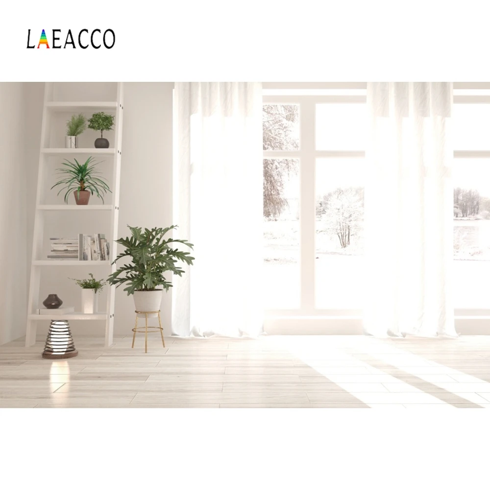 Laeacco интерьерные зеленые растения оконные занавески Солнечный свет фотографии фоны индивидуальные фотографические фоны для фотостудии