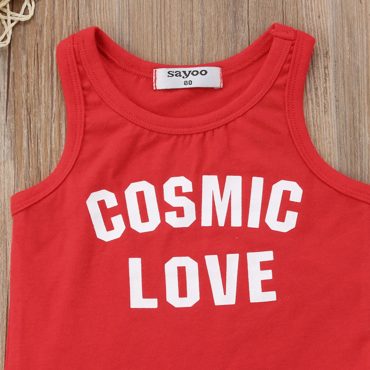 Летний модный красный жилет без рукавов с буквенным принтом для маленьких