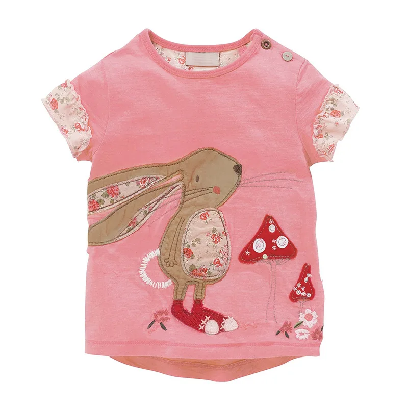 2017 Девушки Летние Повседневная Одежда Малыша Милые Футболки С Кролик Девушка 100%