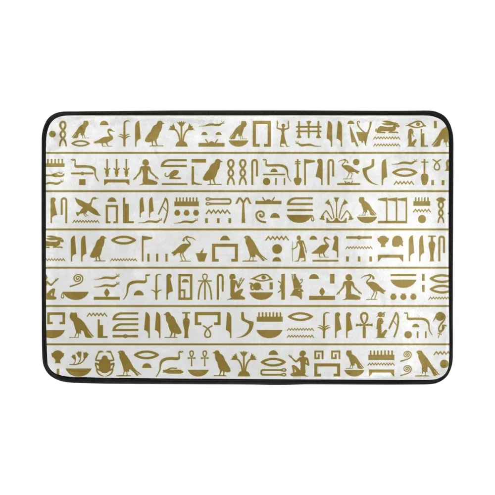 

Древние египетские иероглифы резиновый нескользящий напольный коврик для входа наружный комнатный декоративный коврик 23,6 дюйма (L) x 15,7 дюй...