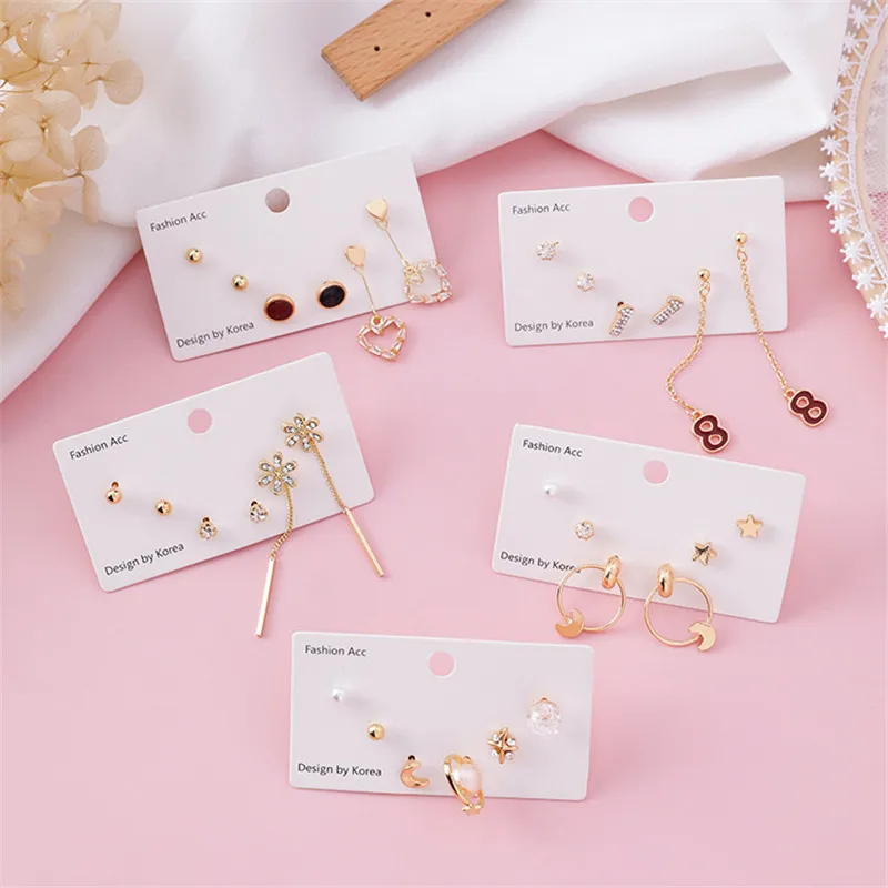 3 пар/компл. модные крошечные сердца и буквы серьги гвоздики &quotЗвёзды&quot для