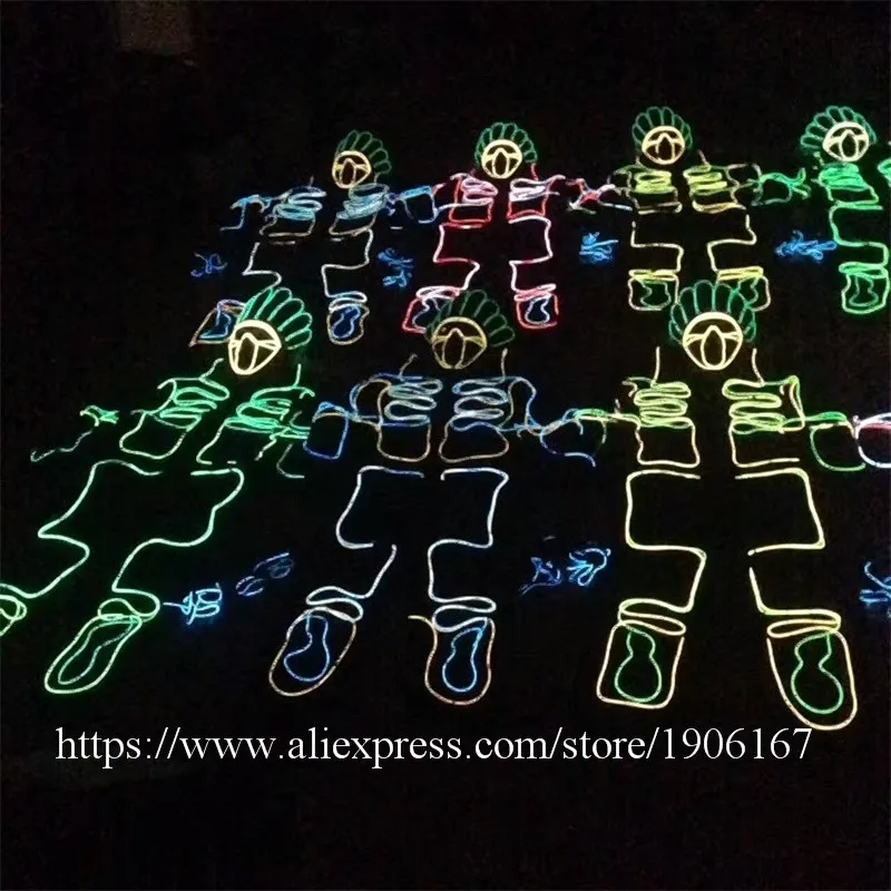 Костюм робота со светодиодной подсветильник кой светящаяся Одежда для танцев