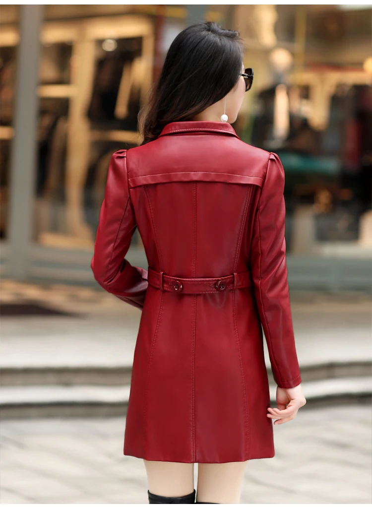 Women winter coat high quality Faux leather jackets women leather clothing Spring/autumn leather trench coat Quality assurance enlarge