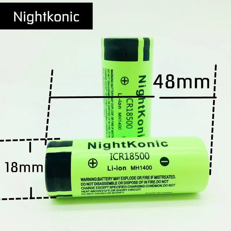2 шт./лот ICR 18500 оригинальная Nightkonic 3 7 V 1400mAh литий-ионная аккумуляторная батарея