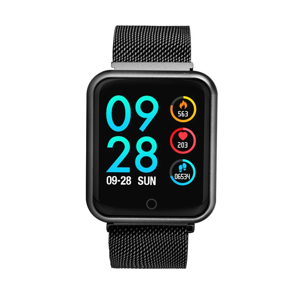 steel black Спортивные IP68 Смарт-часы P68 фитнес-браслет трекер активности пульсометр кровяное давление для ios Android apple iPhone 6 7 - Цвет: steel black