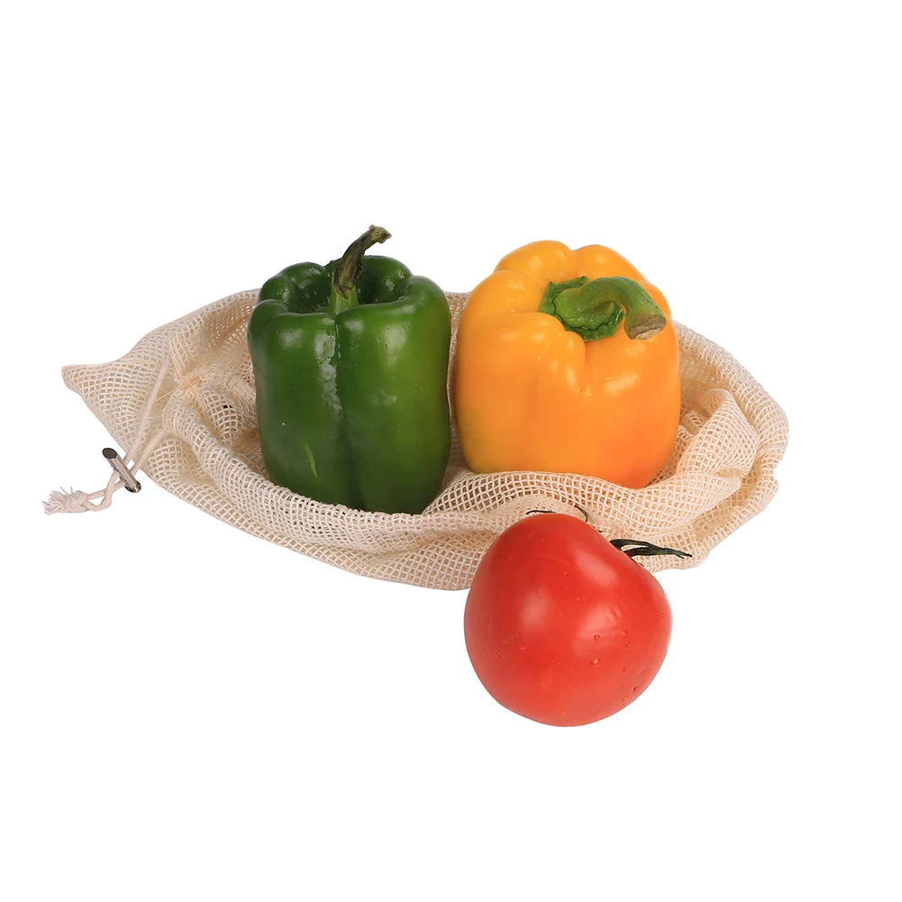 Многоразовые хлопковые овощные сетчатые сумки для хранения продуктов фруктовые овощные сумки для хранения игрушек со шнурком машинная стирка
