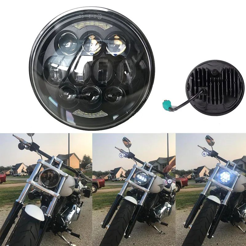Новый дизайн 80 Вт 5 75 дюймов H4 светодиодный фар Габаритные огни для Dyna XL883 Sportster