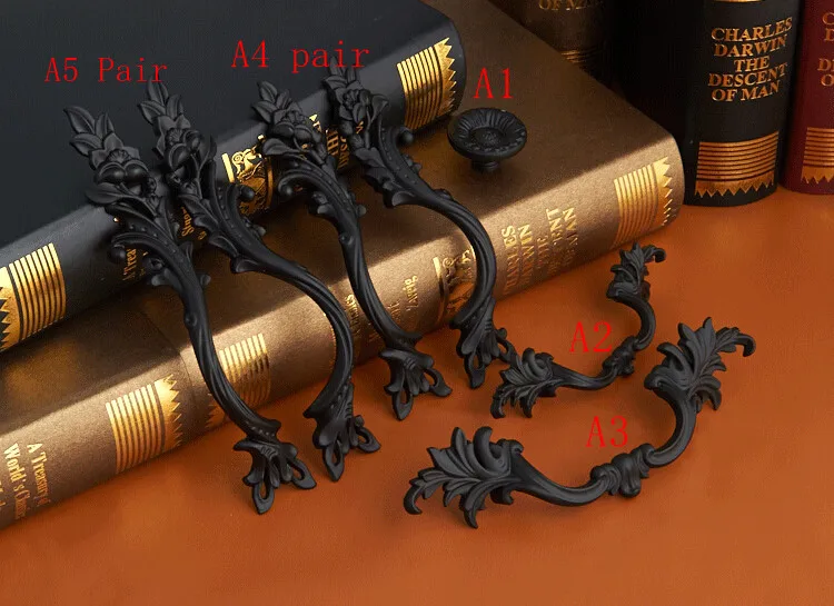 5 стилей ретро выдвижной ящик ручки Черный комод ручка деревенский Droor