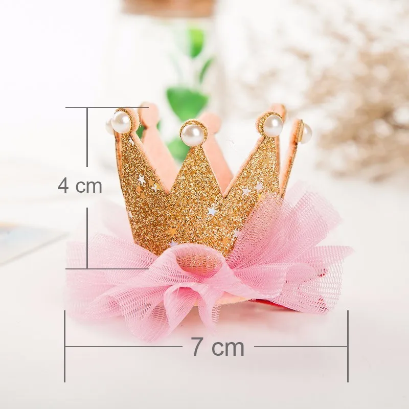 День рождения Шапки золотой розовый блеск Принцесса Корона шифон цветок Baby Shower