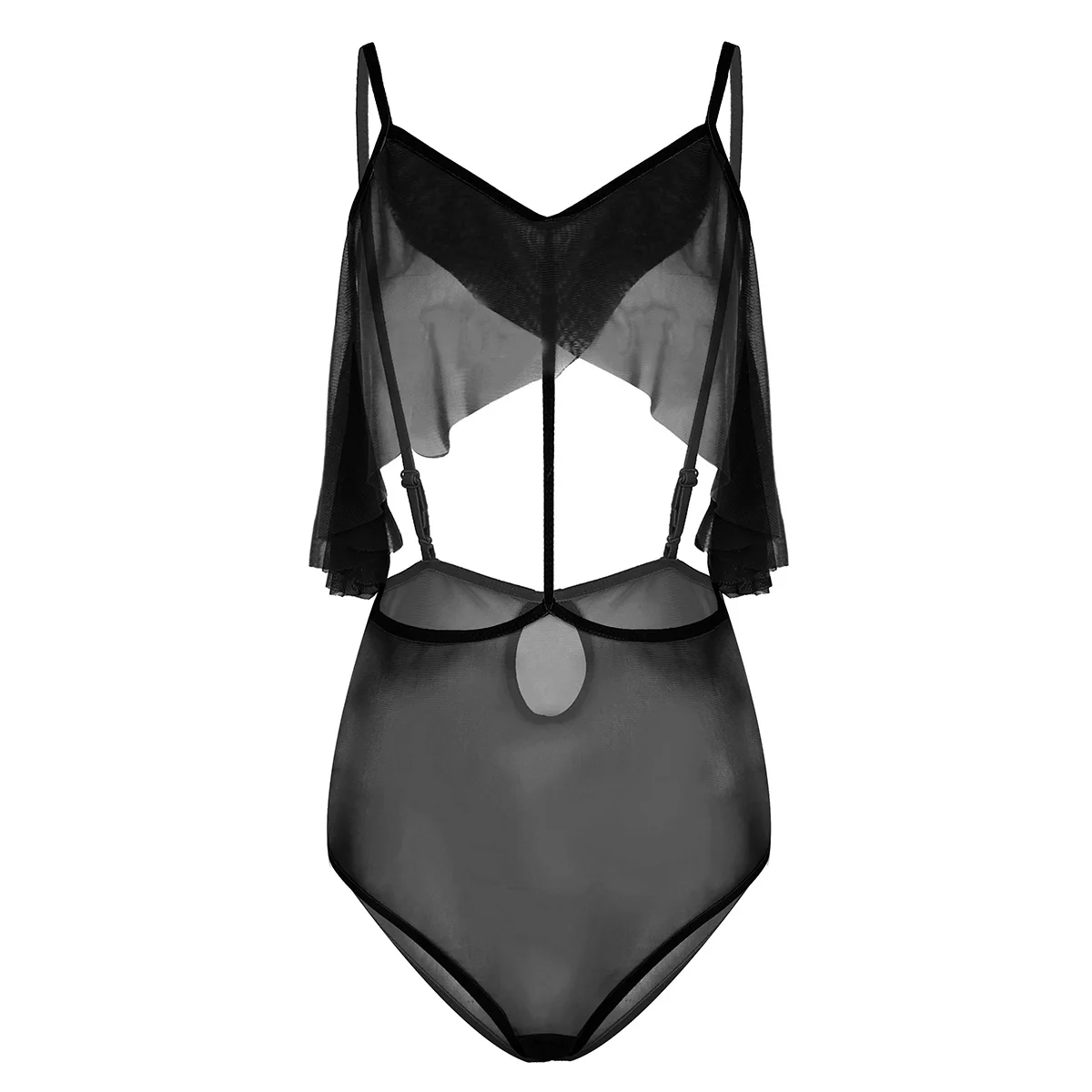 Black Для женщин пикантные нижнее белье, комбинация сетки See Through Sheer выдалбливают бюст и спинки эротический купальник боди комбинезон ночное белье - Цвет: Black