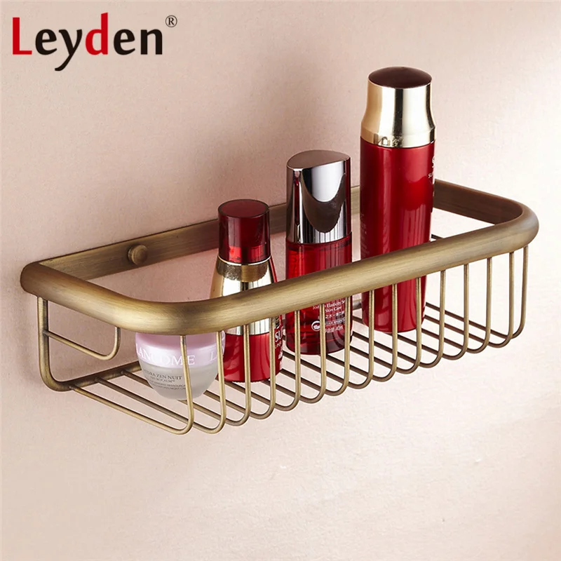 Роскошная настенная полка Leyden для душа корзина античная латунная ванной комнаты
