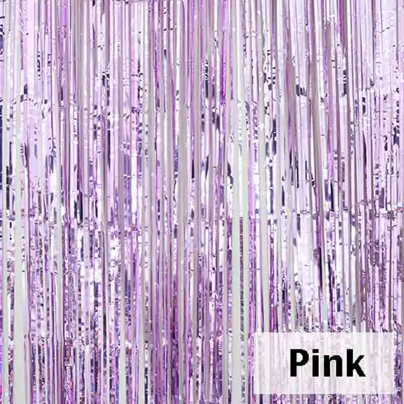 Pink 1 упаковка 3,2 футов* 9,8 футов(1*3 м) Фольга бахрома шторы для фон для фото на вечеринке Свадебный декор двери окна стены украшения фотографии - Цвет: Pink