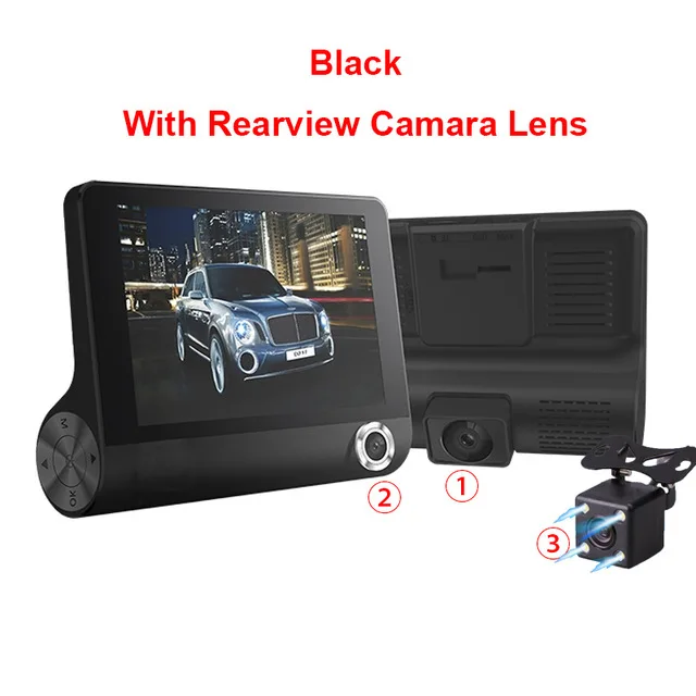 With Rear Camera MaoHooMa Car Dvr 3 Camera Lens 4.0 Inch Dash Cam Auto Video Recorder Registrator Dual Lens With Rear View Camera DVRS Camcorder - Название цвета: With Rear Camera