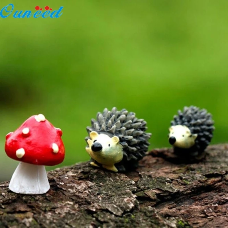 Ouneed Happy Garden Mossfairy миниатюрный орнамент Ежик гриб набор декора Сказочный Сад 3