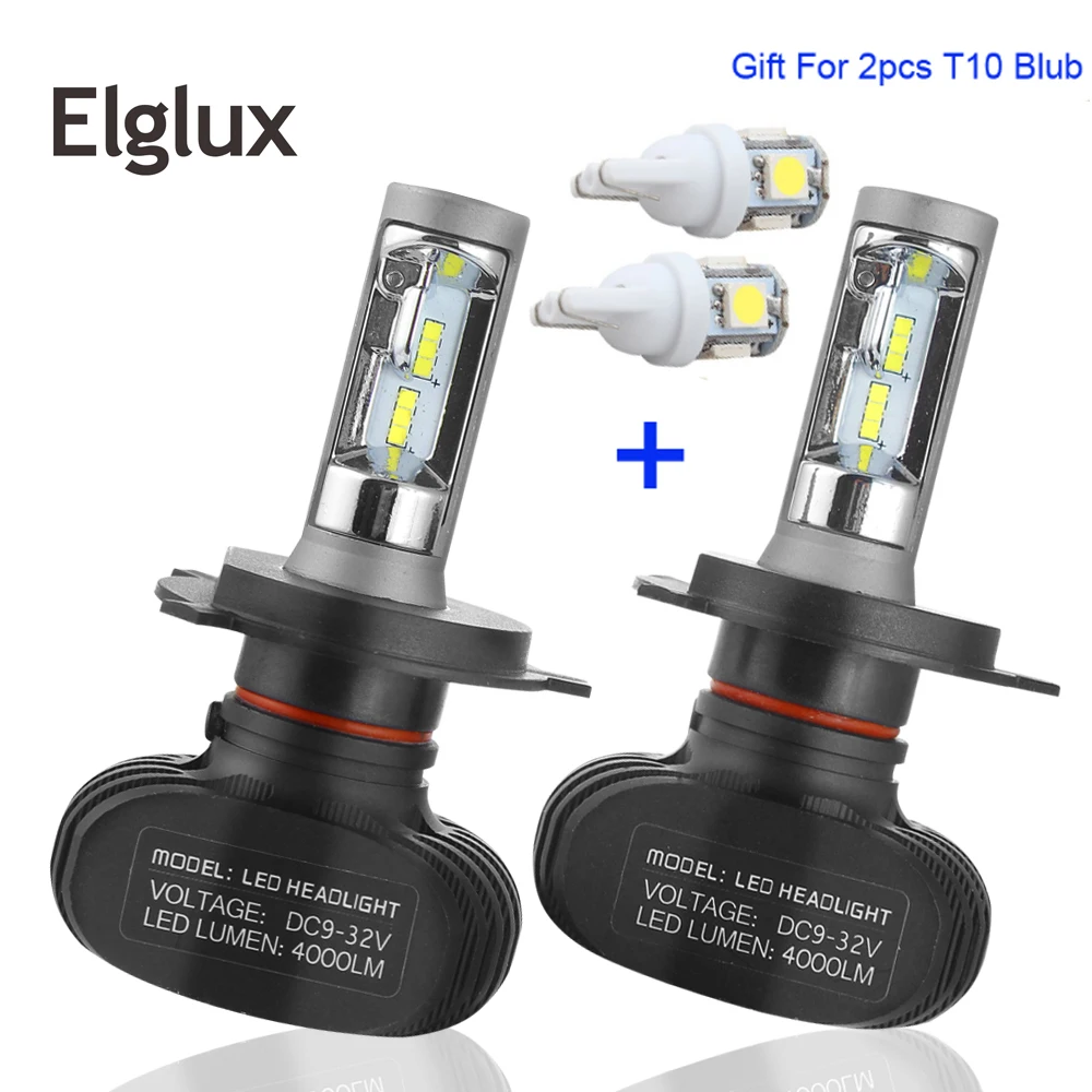 Elglux S1 50 Вт Автомобильные светодиодные H7 фары автомобильные лампы H1 H3 H11 9005 9006 8000LM