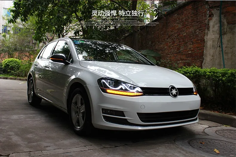 Высокого качества стайлинга автомобилей Глава Лампа чехол для VW Гольф 7 Гольф 7 светодиодные фары DRL Дневные Бег света Би- ксеноновые Интимные аксессуары