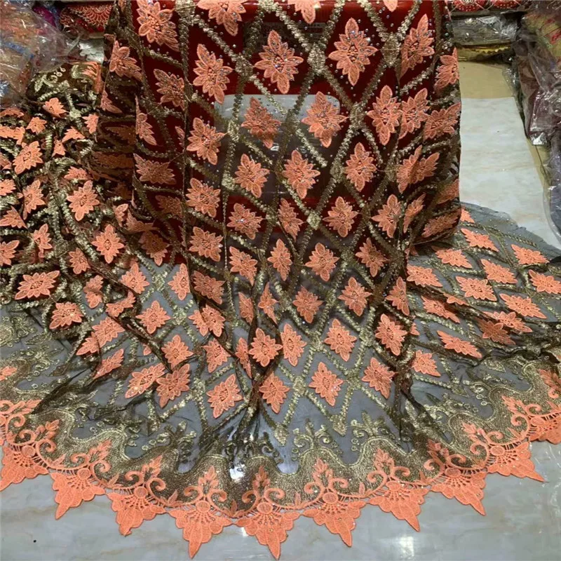 Free shipping New Arrival High Quality African Organza Lace Fabric 2019 Nigerian French Stones For Dress 2L82-83 | Дом и сад