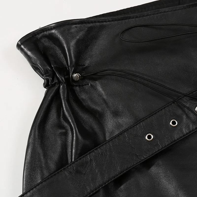 Женские мини юбки из натуральной кожи Осень-зима 2019 черные сексуальные женские с