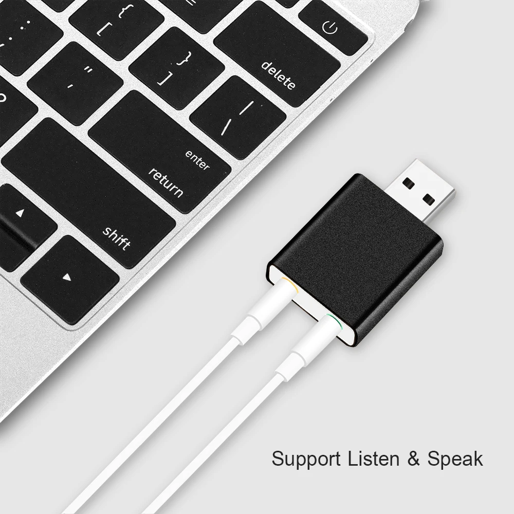 100 шт 7 1 USB звуковая карта Внешний адаптер аудио 3D стерео к разъему 3 5 мм наушники