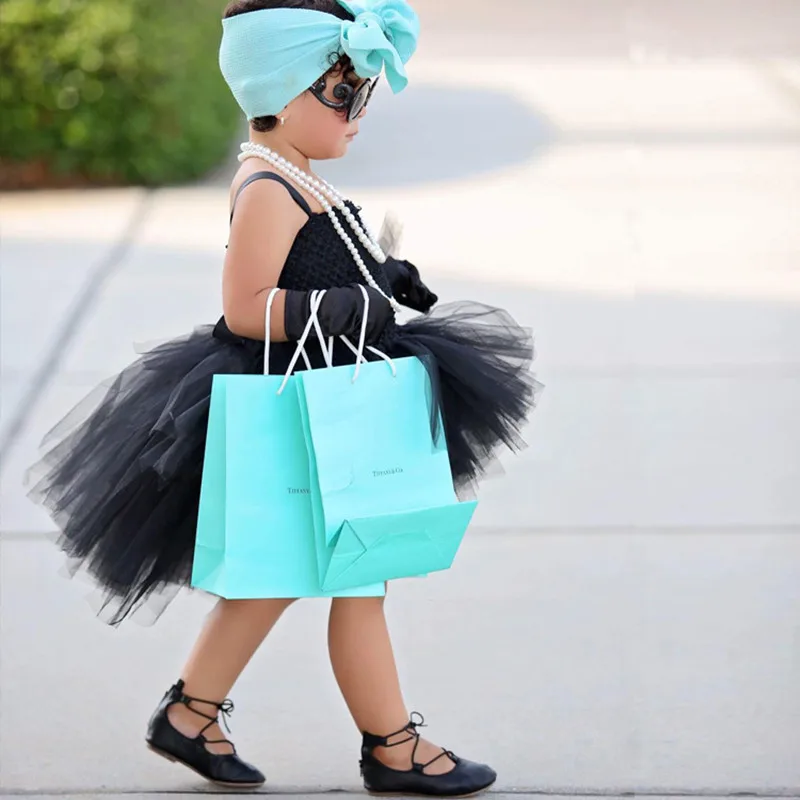 Черный юбка-пачка для девочек платье тюль v-образным вырезом Поезд Девушка