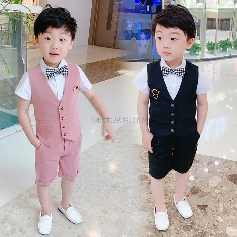 2019 Flower Boys Formal Ceremony Suit Vest +Shorts 2pcs Kids Wedding Birthday Set Children Piano Prom Dance Performance Costume | Детская
