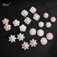 miallo 2019 new arrivals classic pearls crystal earrings clips white flowers bridal women ear clips for bride bridesmaids