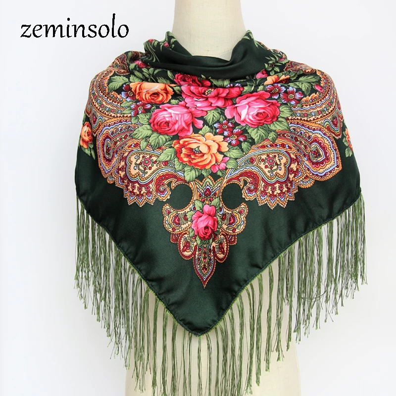 Женский квадратный шарф в русском стиле хиджаб большого размера хлопковый