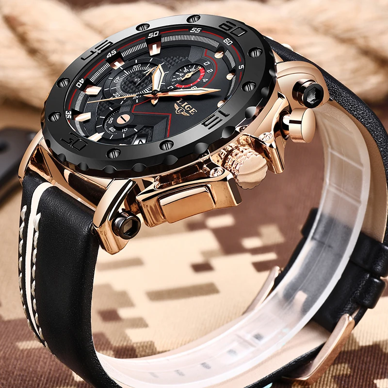 Человек смотреть 2018 Relogio Masculino LIGE Chronographe Hommes Montre мужские военные спортивные часы