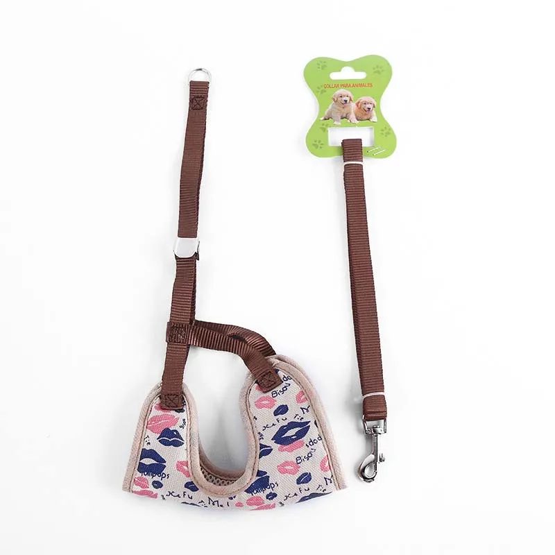 Padded Breathable Pet Dog Harness Lovely Cartoon Printed Collar for Small Dogs Strong Durable Leashes French Bulldog 10E | Дом и сад