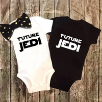 dermspe summer new style baby girls boys rompers short sleeve newborn baby clothes print future jedi jumpsuit black white