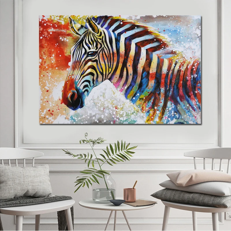 GOODECOR красочная Зебра Настенная картина Современная животная Картина на холсте