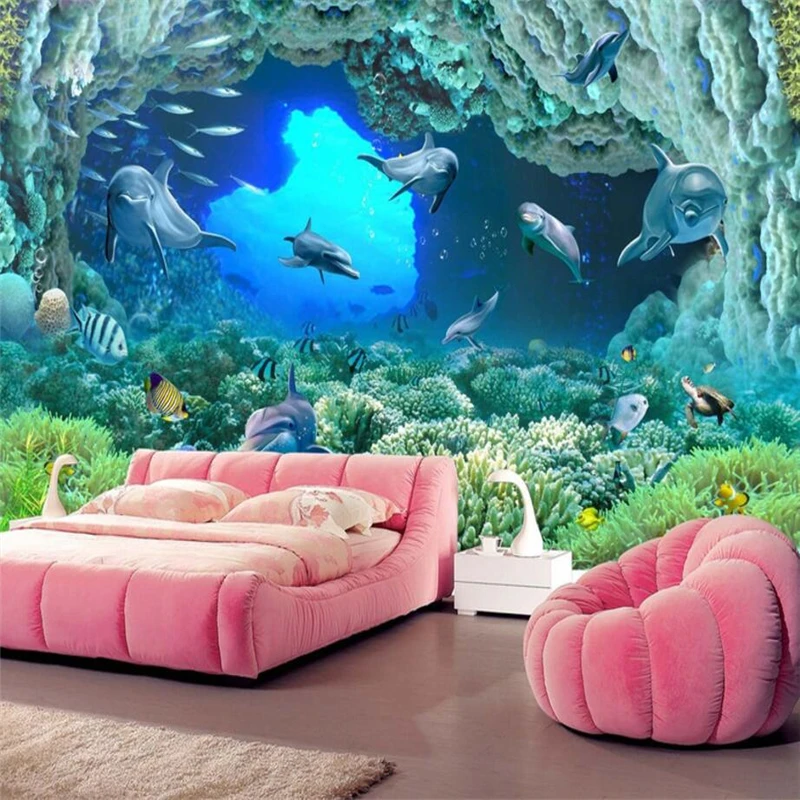 3d обои на заказ очень прозрачные для подводного мира настенная живопись |