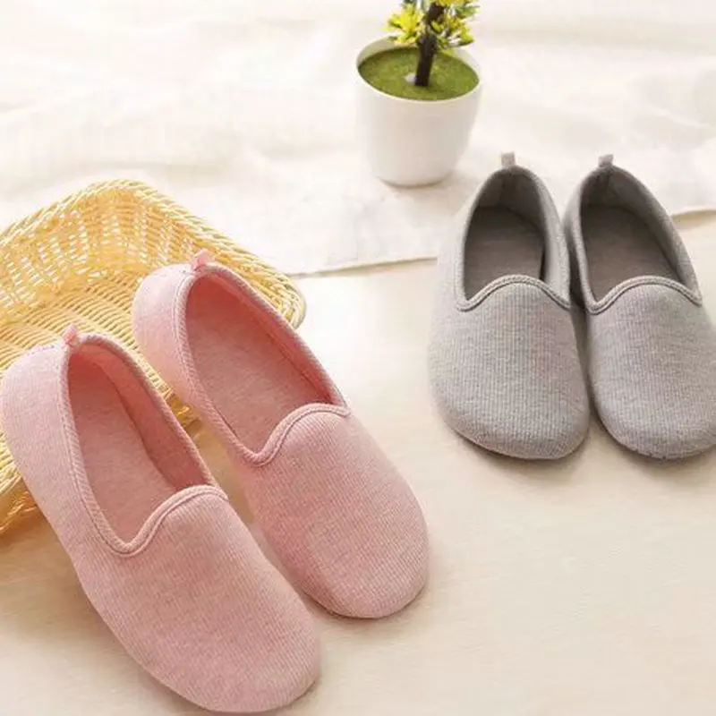 

Spring and autumn new style breathable waterproof slippery soft sole women shoes indoor home cotton adult slippers 2colours