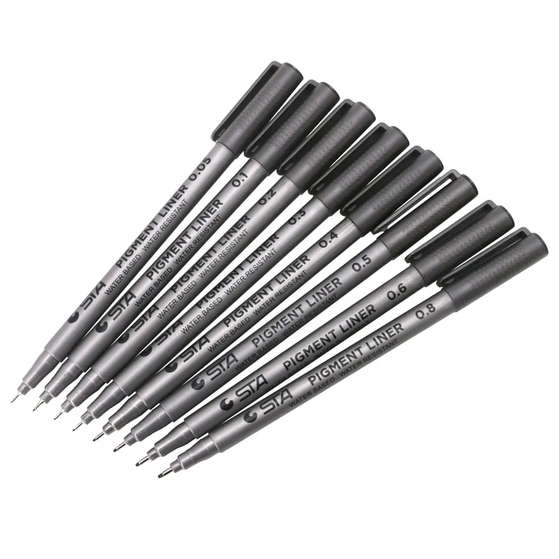 

1X Black Fine Line Pen Waterproof Writing Marker Sketching Art Pens 0.1mm