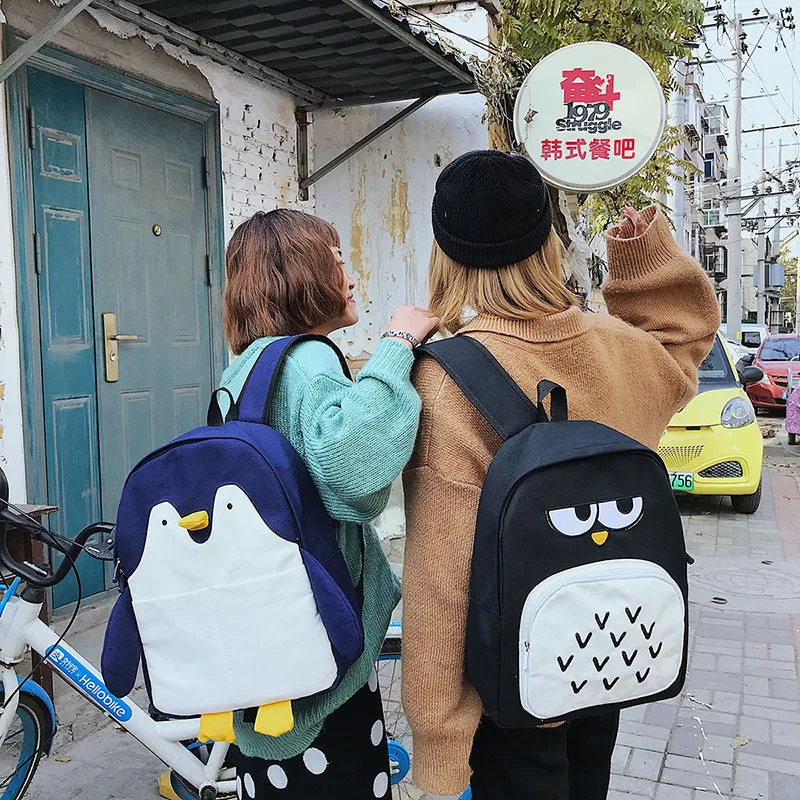 Модный 2019 Новое поступление Повседневный мультяшный Забавный Пингвин Сова Холст