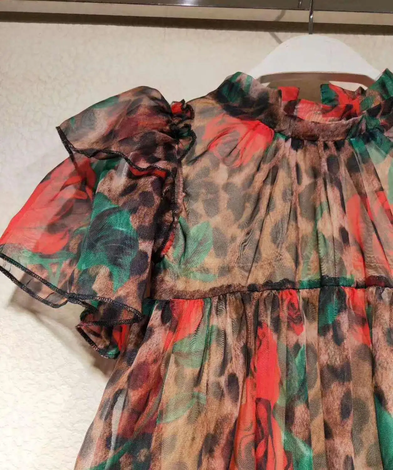 Roimyal Wholesale 2019 new spring and summer children's girls leopard print beach dress fashion short-sleeved silk party | Детская