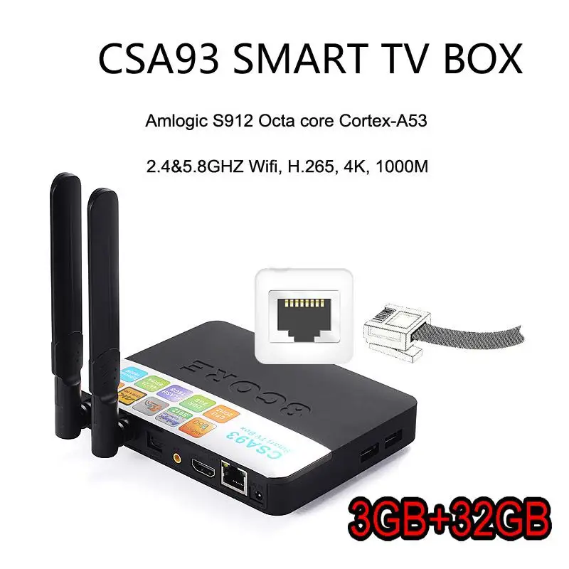 5 шт. ТВ приставка CSA93 Amlogic S912 Android 7 1 3 ГБ 32 Восьмиядерный Bluetooth 2 4G 5G Wifi 4K