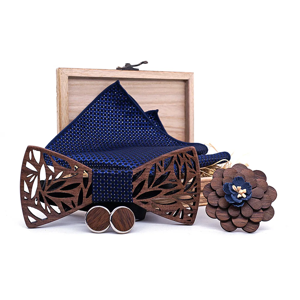 Полая деревянная бабочка ручной работы запонки бутоньерка набор носовых платков