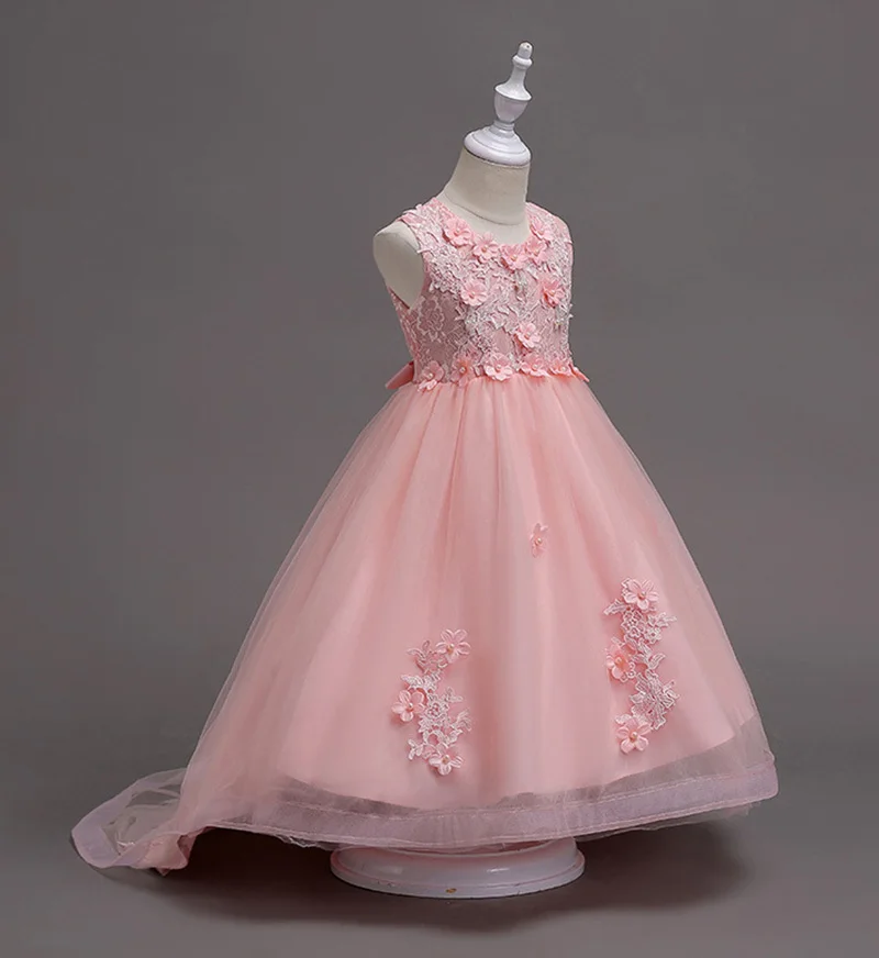CAILENI Girls Wedding Dress Kids Mermaid Dresses Applique Flower Children Birthday Frocks Baby Party Costume for Girl | Детская одежда