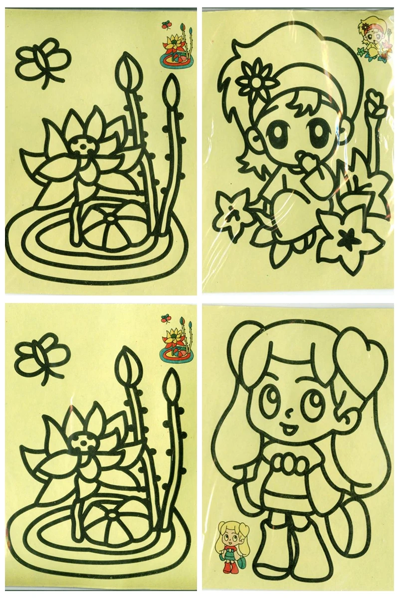 

Wholesale 50pcs/lot Kids Diy Color Sand Painting Art Creative Drawing Toys Sand Paper Art Crafts Toys for Children